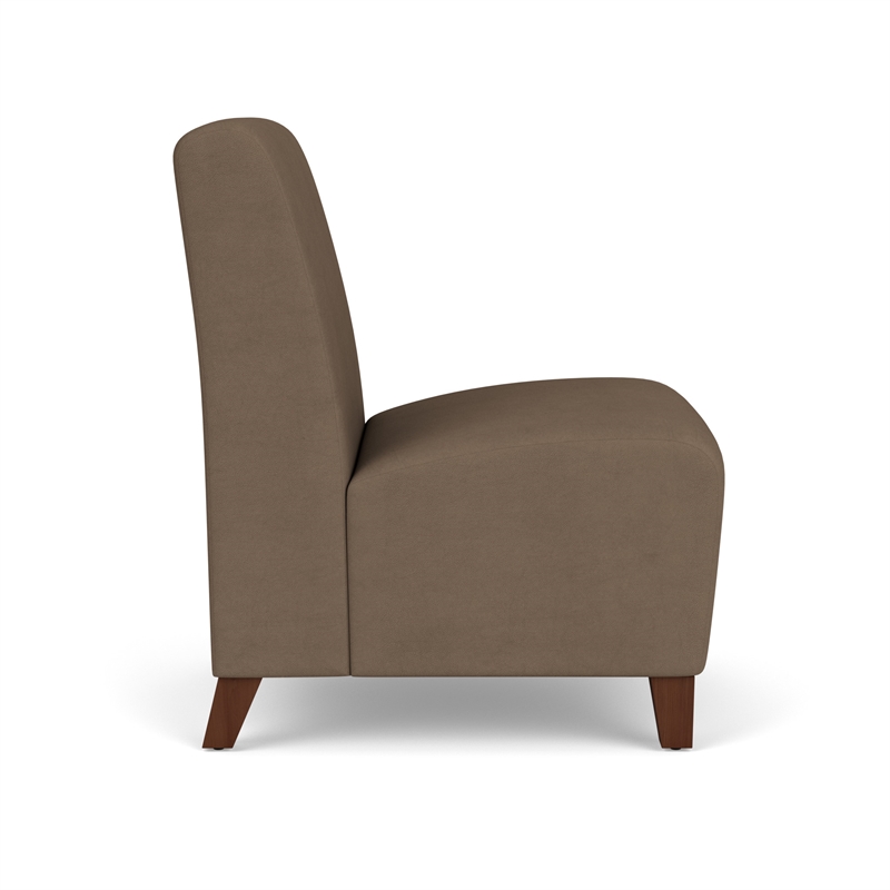 Siena Lounge Reception Waiting Armless Guest Chair / Walnut Wood Legs / Brown