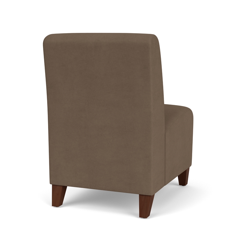 Siena Lounge Reception Waiting Armless Guest Chair / Walnut Wood Legs / Brown