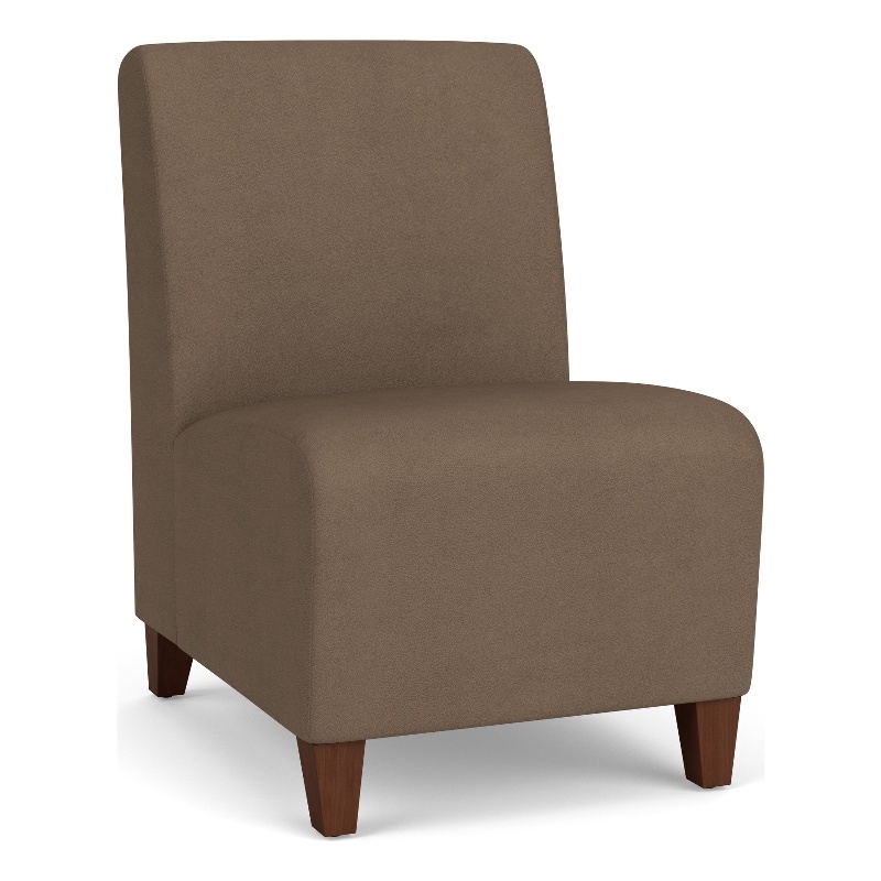 Siena Lounge Reception Waiting Armless Guest Chair / Walnut Wood Legs / Brown