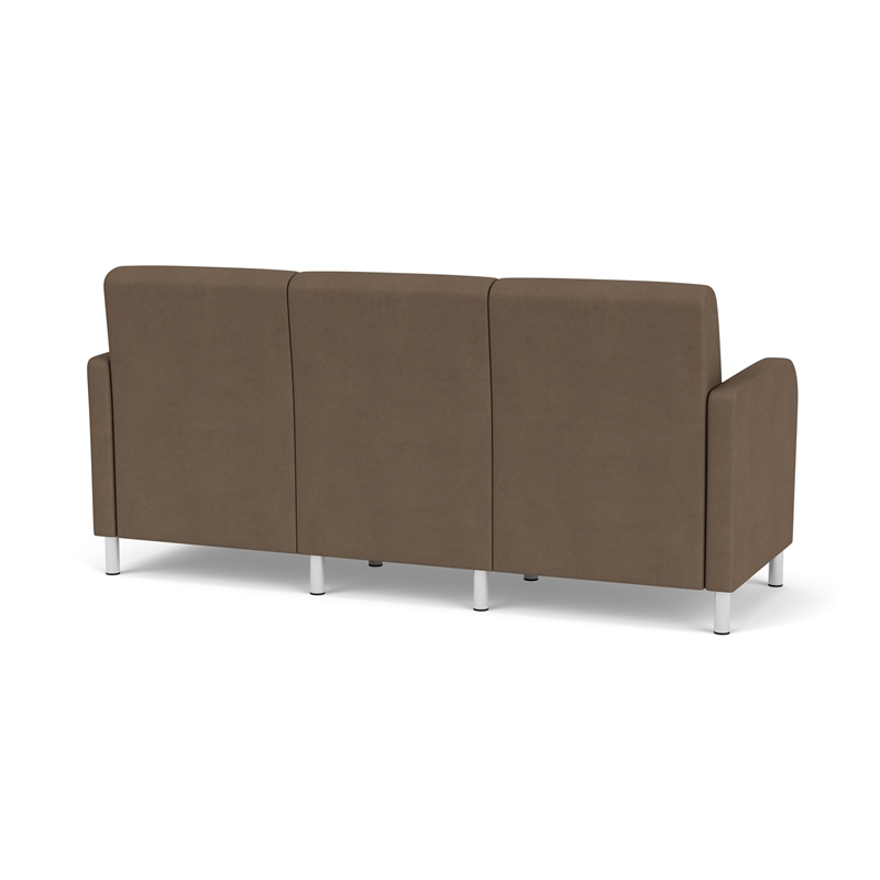 Siena 3-Seat Lounge Reception Tandem Seating / Brushed Steel Legs / Brown