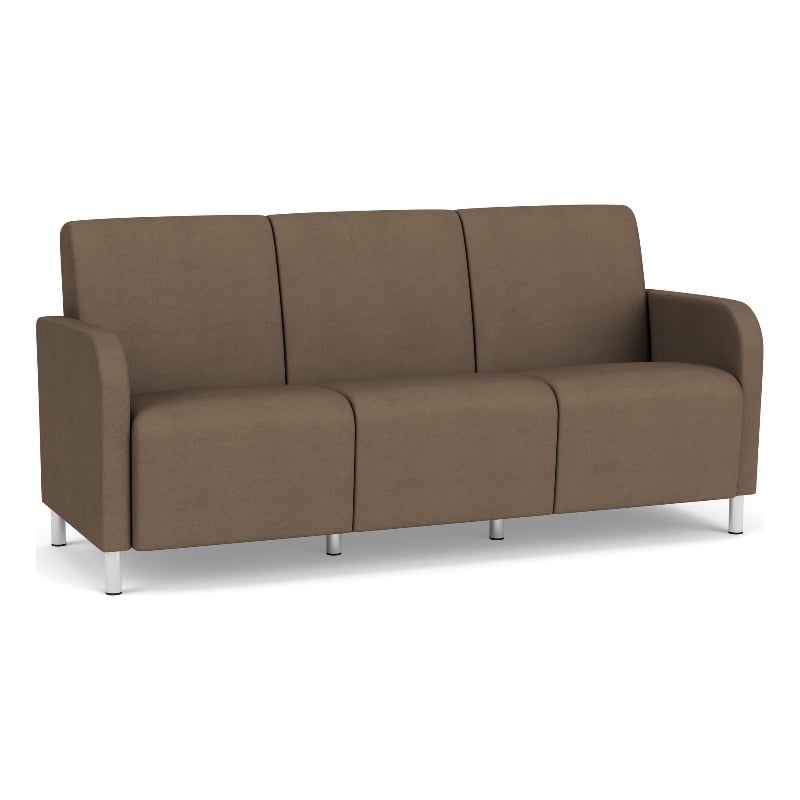 Siena 3-Seat Lounge Reception Tandem Seating / Brushed Steel Legs / Brown