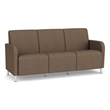 Siena 3-Seat Lounge Reception Tandem Seating / Brushed Steel Legs / Brown