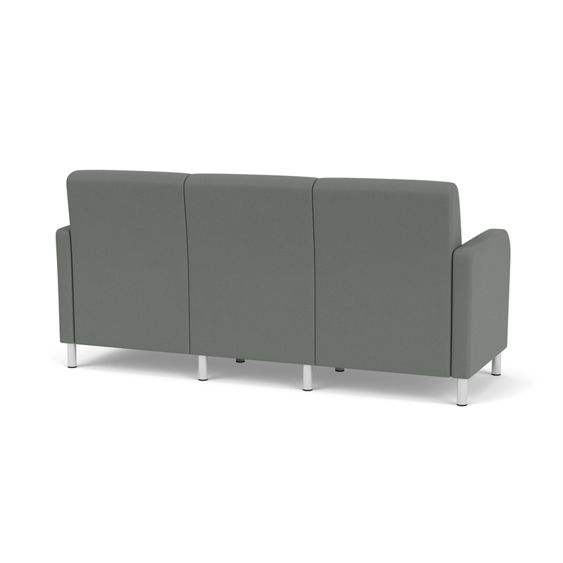 Siena 3-Seat Lounge Reception Tandem Seating / Brushed Steel Legs / Light Gray