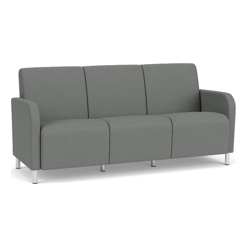 Siena 3-Seat Lounge Reception Tandem Seating / Brushed Steel Legs / Light Gray