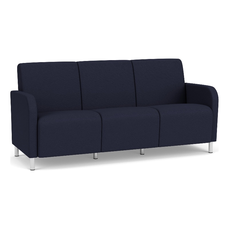 Siena 3-Seat Lounge Reception Tandem Seating / Brushed Steel Legs / Navy Blue