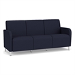 Siena 3-Seat Lounge Reception Tandem Seating / Brushed Steel Legs / Navy Blue