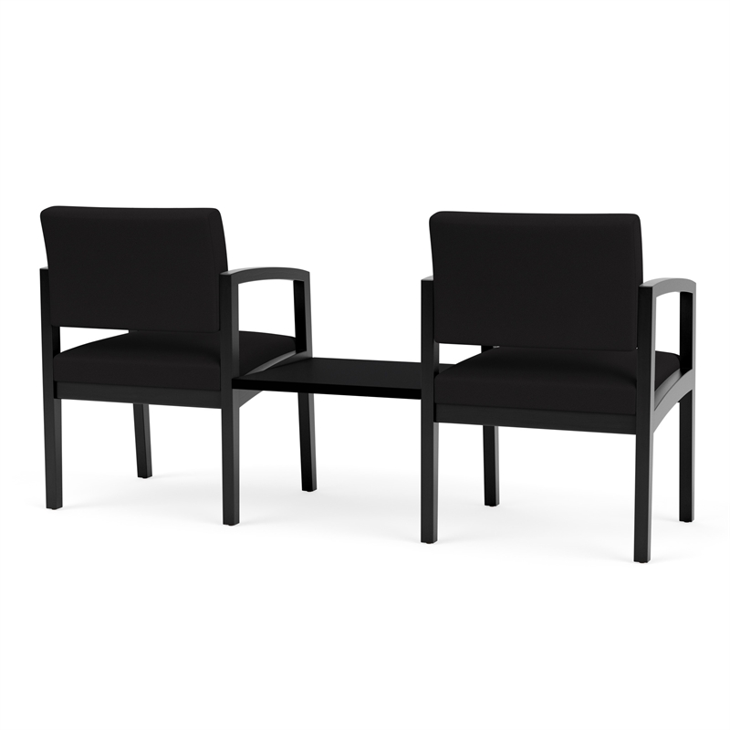 Lenox Wood Reception Waiting 2-Seat Tandem Center Table / Black Wood / Black