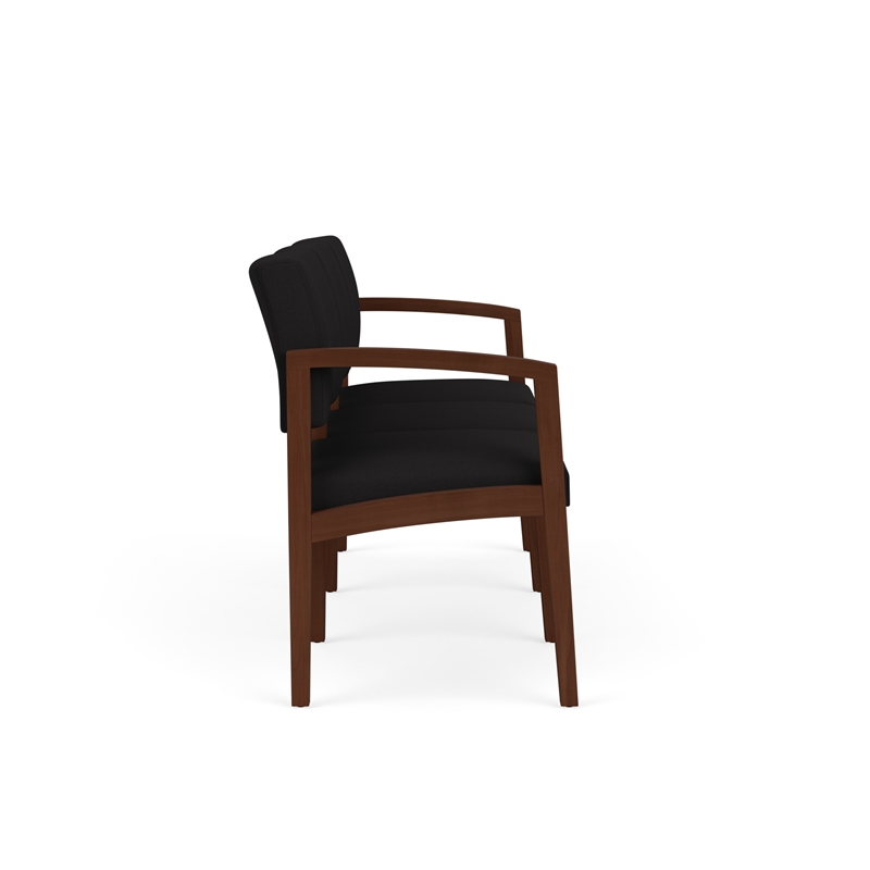 Lenox Wood Reception Waiting 3-Seat Tandem Seating / Walnut Wood / Black