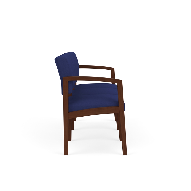 Lenox Wood Reception Waiting 3-Seat Tandem Seating / Walnut Wood / Blue
