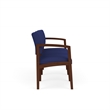 Lenox Wood Reception Waiting 3-Seat Tandem Seating / Walnut Wood / Blue