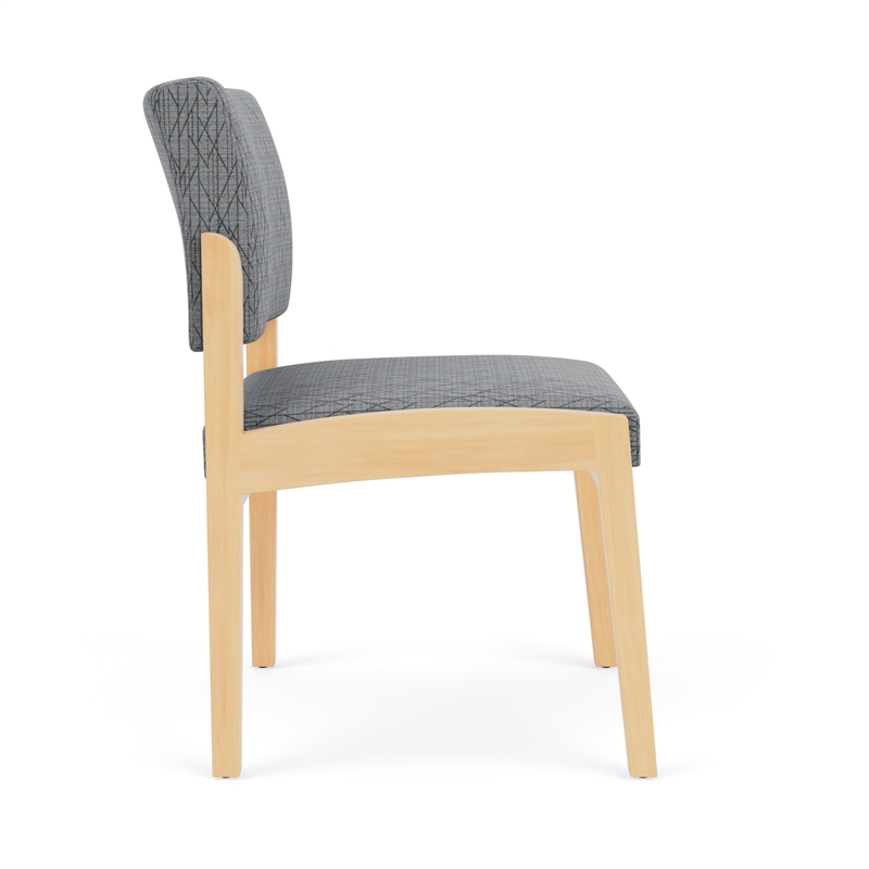 Lenox Wood Reception Waiting Armless Guest Chair / Natural Wood / Gray