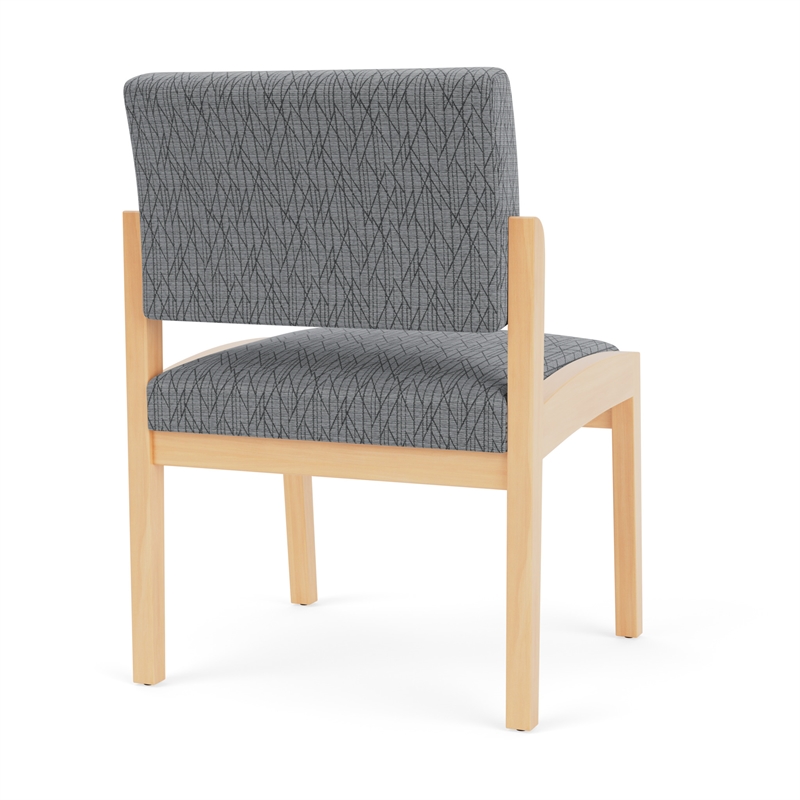 Lenox Wood Reception Waiting Armless Guest Chair / Natural Wood / Gray