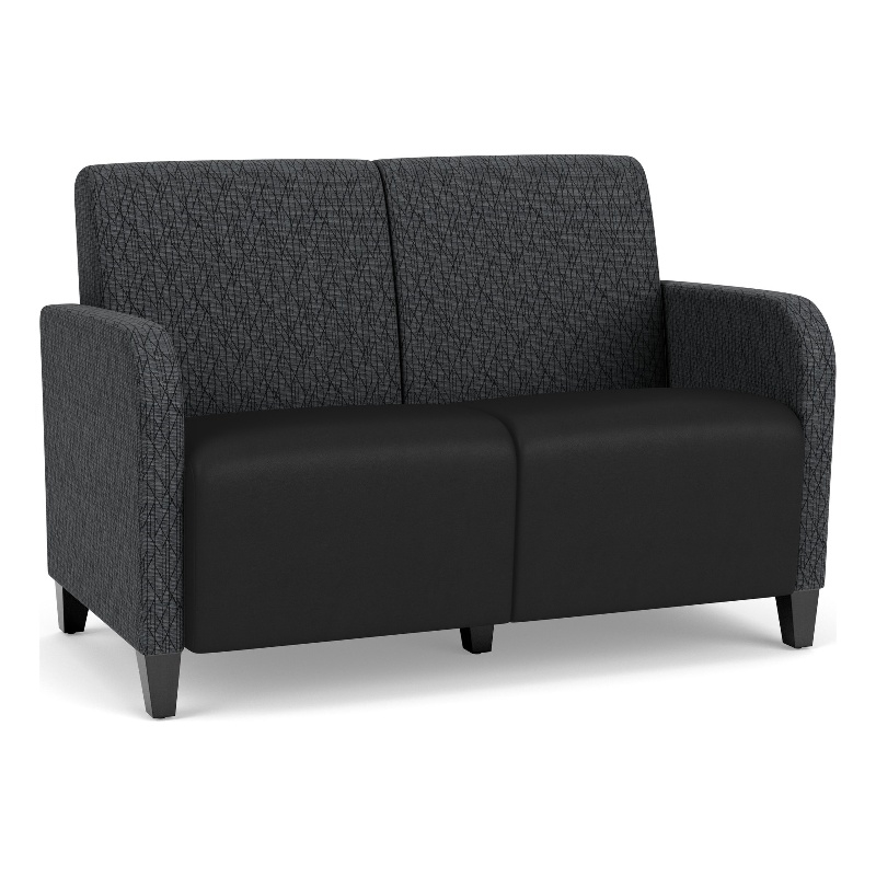 Siena 2-Seat Reception Tandem Seating / Black Steel Legs / Black / Dark Gray