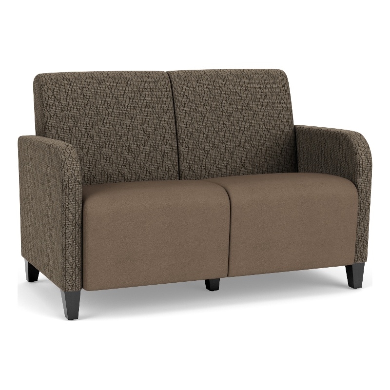 Siena 2-Seat Lounge Reception Tandem Seating / Black Steel Legs / Brown / Brown
