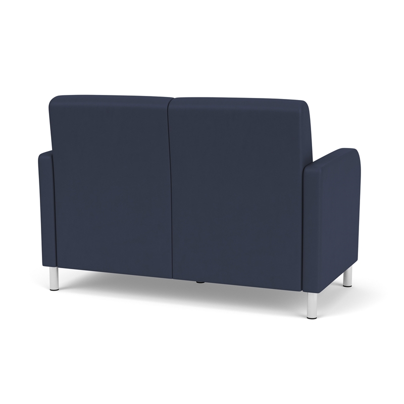 Siena 2-Seat Lounge Reception Waiting Tandem Seating / Brushed Steel Legs / Blue