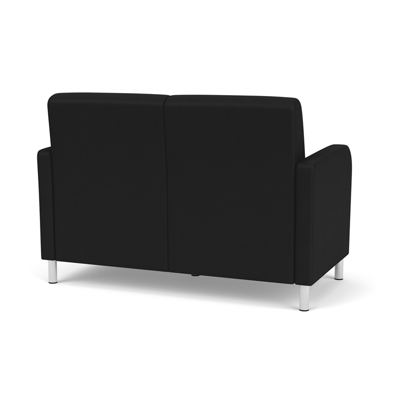 Siena 2-Seat Lounge Reception Tandem Seating / Brushed Steel Legs / Black