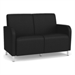 Siena 2-Seat Lounge Reception Tandem Seating / Brushed Steel Legs / Black