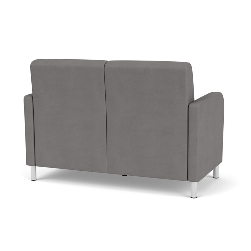 Siena 2-Seat Lounge Reception Tandem Seating / Brushed Steel Legs / Light Gray