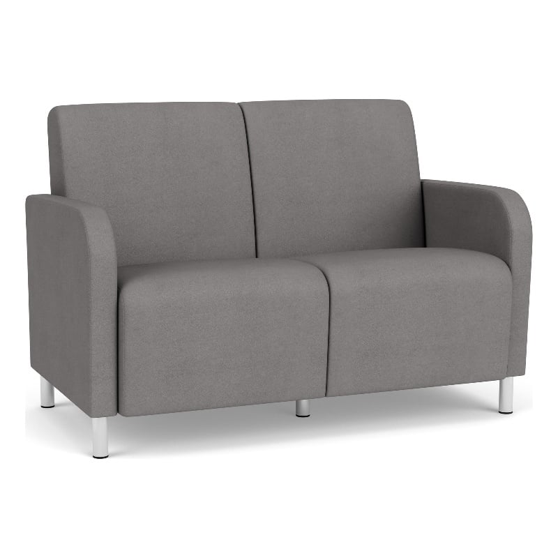 Siena 2-Seat Lounge Reception Tandem Seating / Brushed Steel Legs / Light Gray
