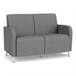 Siena 2-Seat Lounge Reception Tandem Seating / Brushed Steel Legs / Light Gray