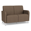 Siena 2-Seat Lounge Reception Tandem Seating / Brushed Steel Legs / Brown