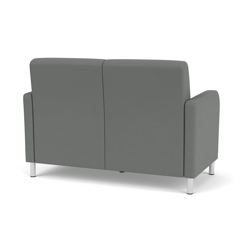 Siena 2-Seat Lounge Reception Tandem Seating / Brushed Steel Legs / Light Gray