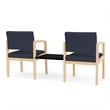 Lenox Wood Reception Waiting Room Healthcare 2-Seat Tandem / Natural Wood / Blue