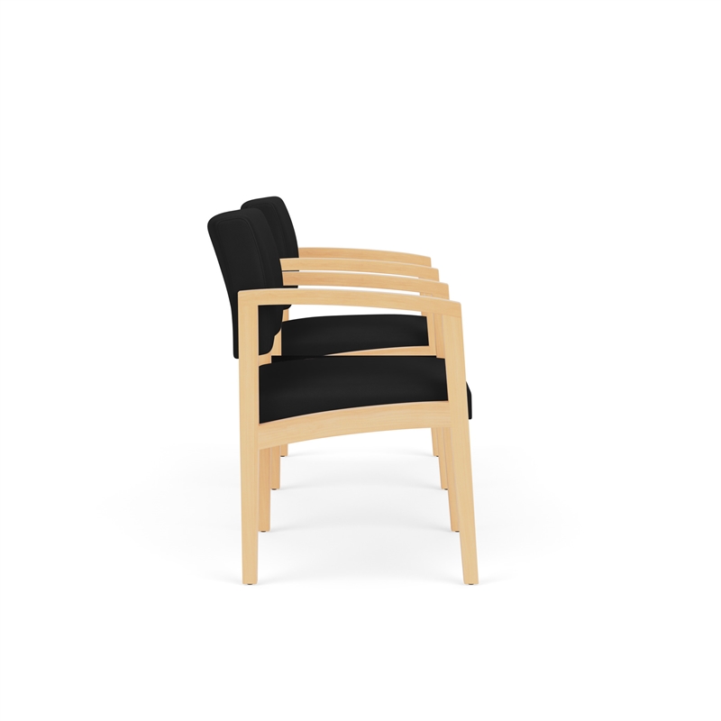 Lenox Wood Reception Waiting Room 2-Seat Tandem / Natural Wood / Black