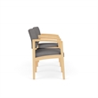 Lenox Wood Reception Waiting 2-Seat Tandem / Natural Wood / Light Gray