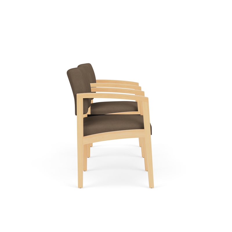 Lenox Wood Reception Waiting Room 2-Seat Tandem / Natural Wood / Brown