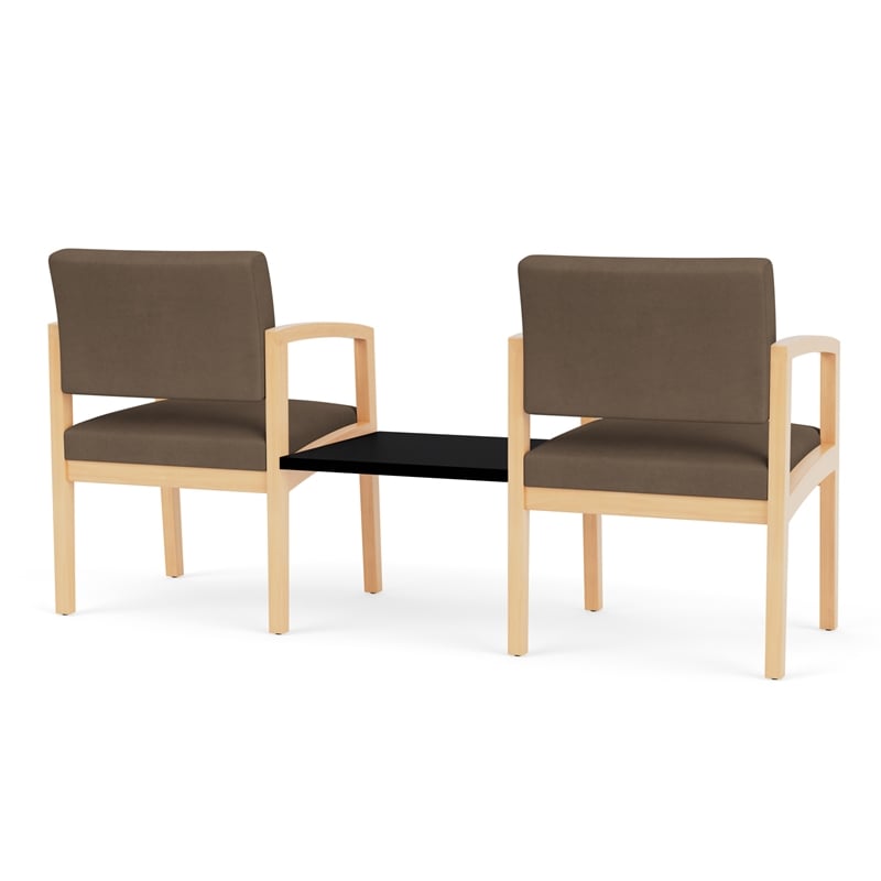 Lenox Wood Reception Waiting Room 2-Seat Tandem / Natural Wood / Brown
