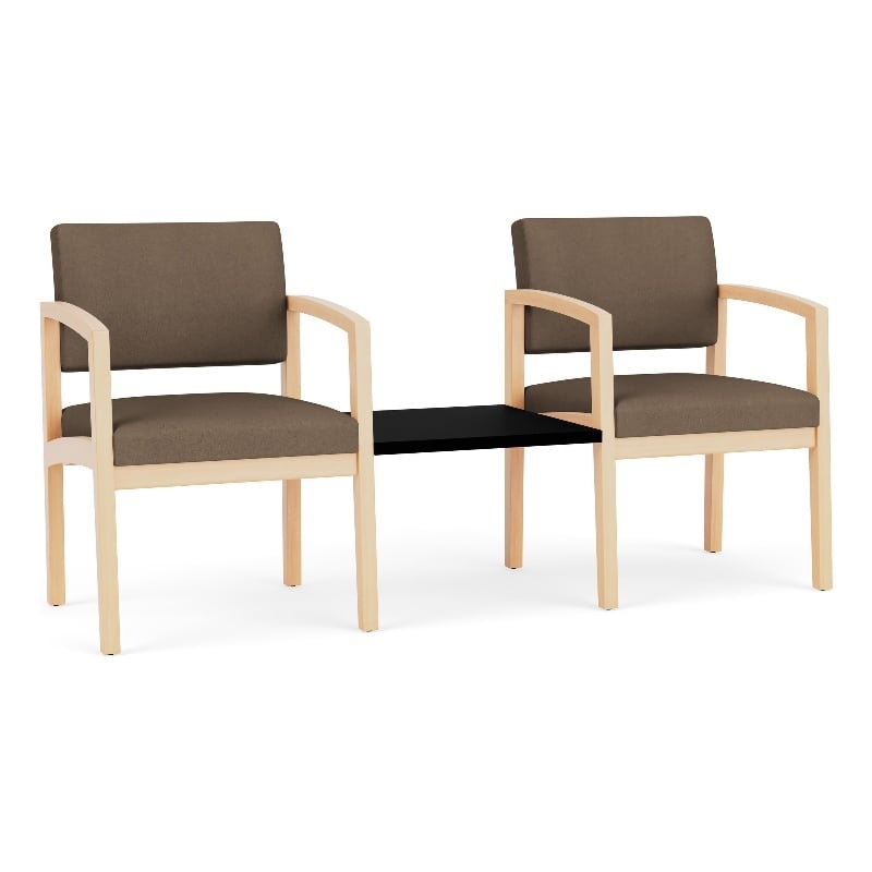 Lenox Wood Reception Waiting Room 2-Seat Tandem / Natural Wood / Brown