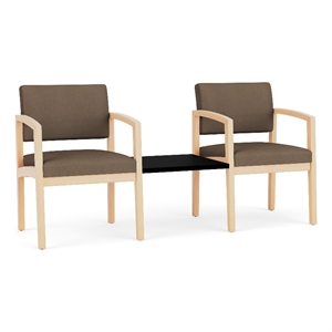 Lenox Wood Reception Waiting Room 2-Seat Tandem / Natural Wood / Brown