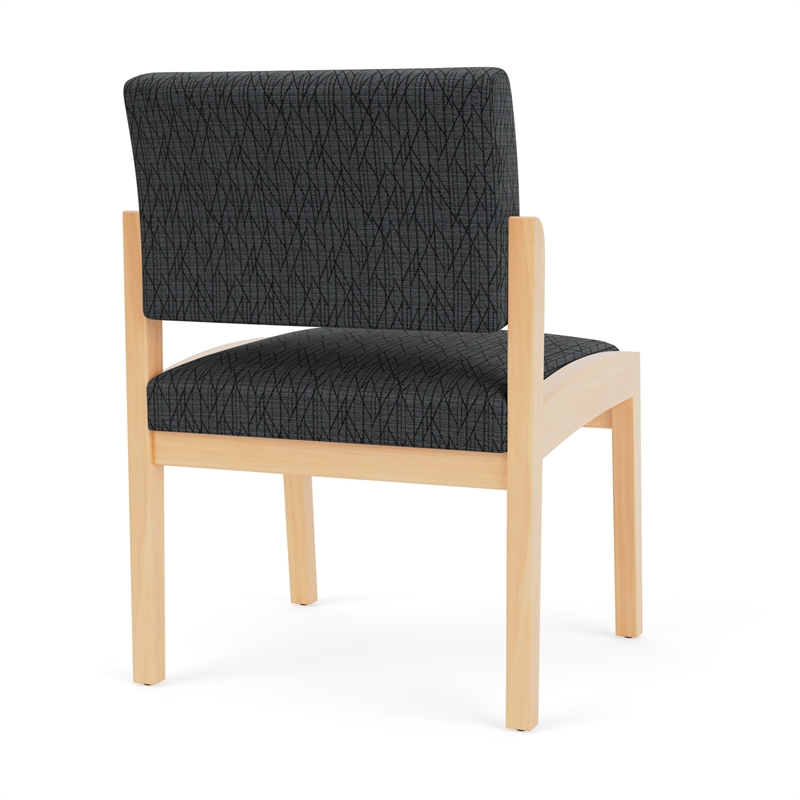 Lenox Wood Reception Waiting Armless Guest Chair / Natural Wood / Dark Gray