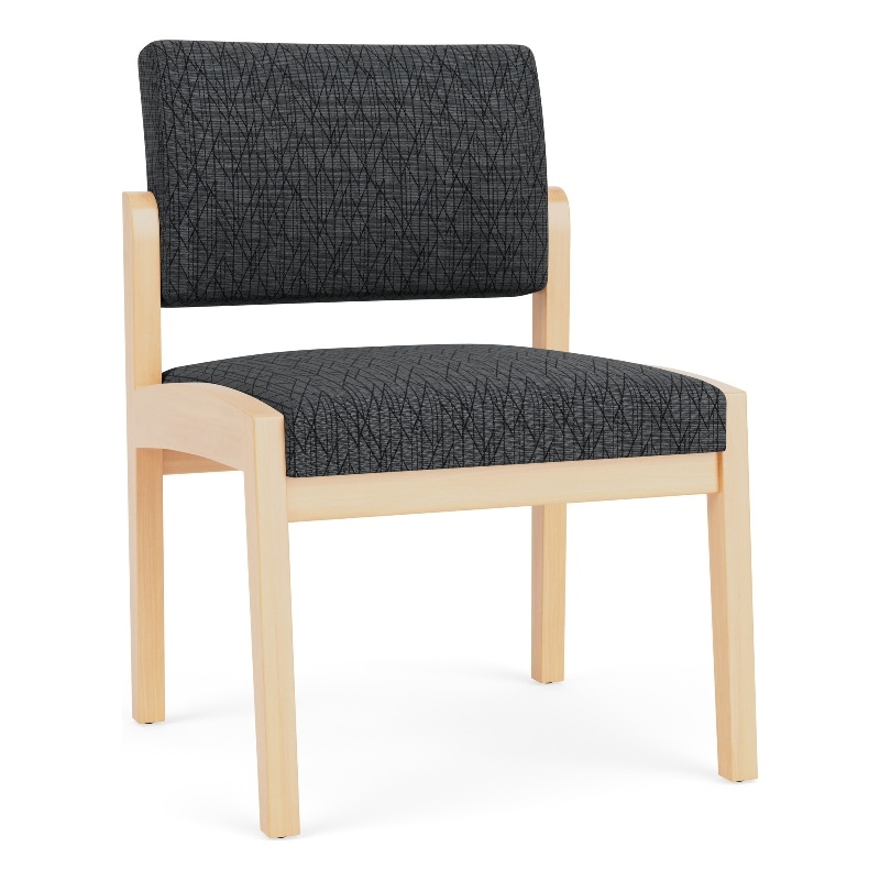 Lenox Wood Reception Waiting Armless Guest Chair / Natural Wood / Dark Gray