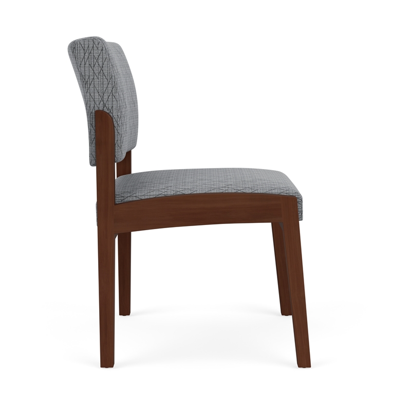 Lenox Wood Reception Waiting Room Armless Guest Chair / Walnut Wood / Gray