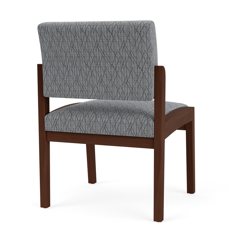 Lenox Wood Reception Waiting Room Armless Guest Chair / Walnut Wood / Gray