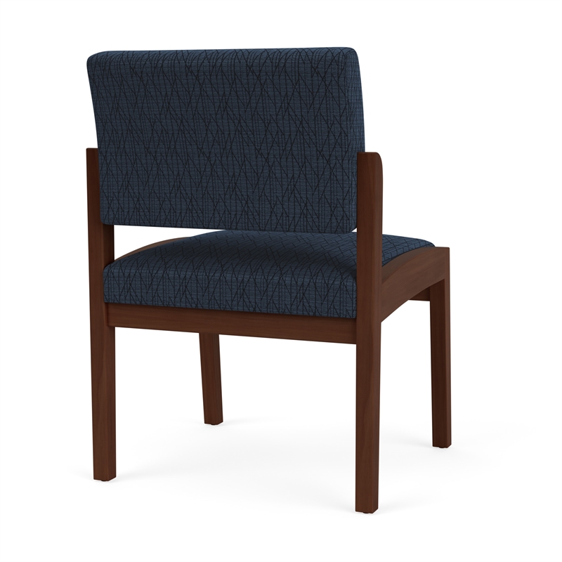 Lenox Wood Reception Waiting Room Armless Guest Chair / Walnut Wood / Blue