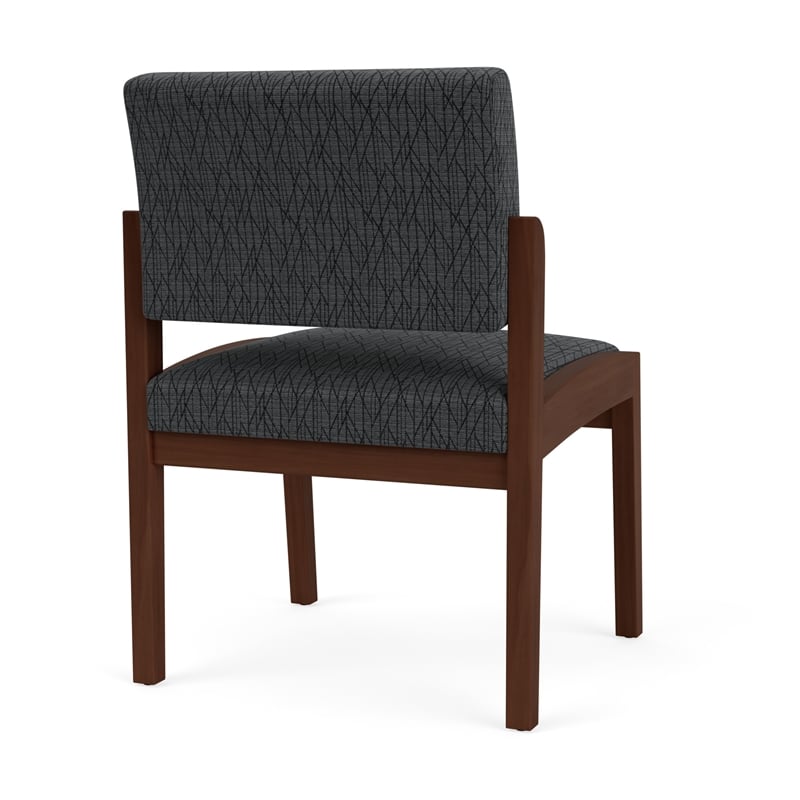 Lenox Wood Reception Waiting Armless Guest Chair / Walnut Wood / Dark Gray