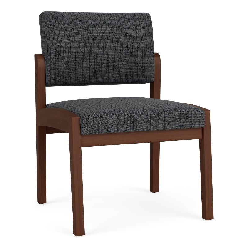 Lenox Wood Reception Waiting Armless Guest Chair / Walnut Wood / Dark Gray