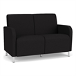Siena 2-Seat Lounge Reception Tandem Seating / Brushed Steel Legs / Black