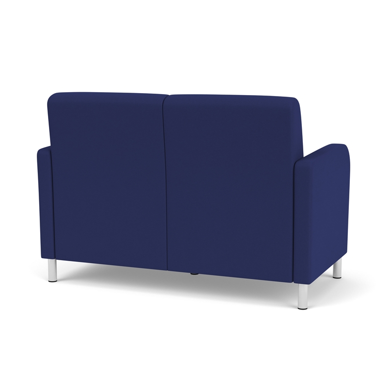 Siena 2-Seat Lounge Reception Waiting Tandem Seating / Brushed Steel Legs / Blue