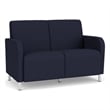 Siena 2-Seat Lounge Reception Tandem Seating / Brushed Steel Legs / Navy Blue
