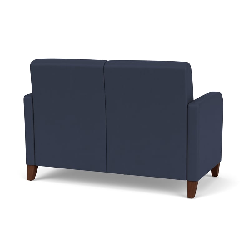 Siena 2-Seat Lounge Reception Waiting Tandem Seating / Walnut Wood Legs / Blue