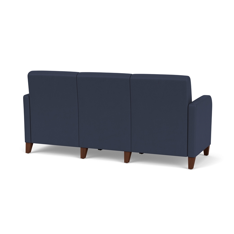 Siena 3-Seat Lounge Reception Waiting Tandem Seating / Walnut Wood Legs / Blue