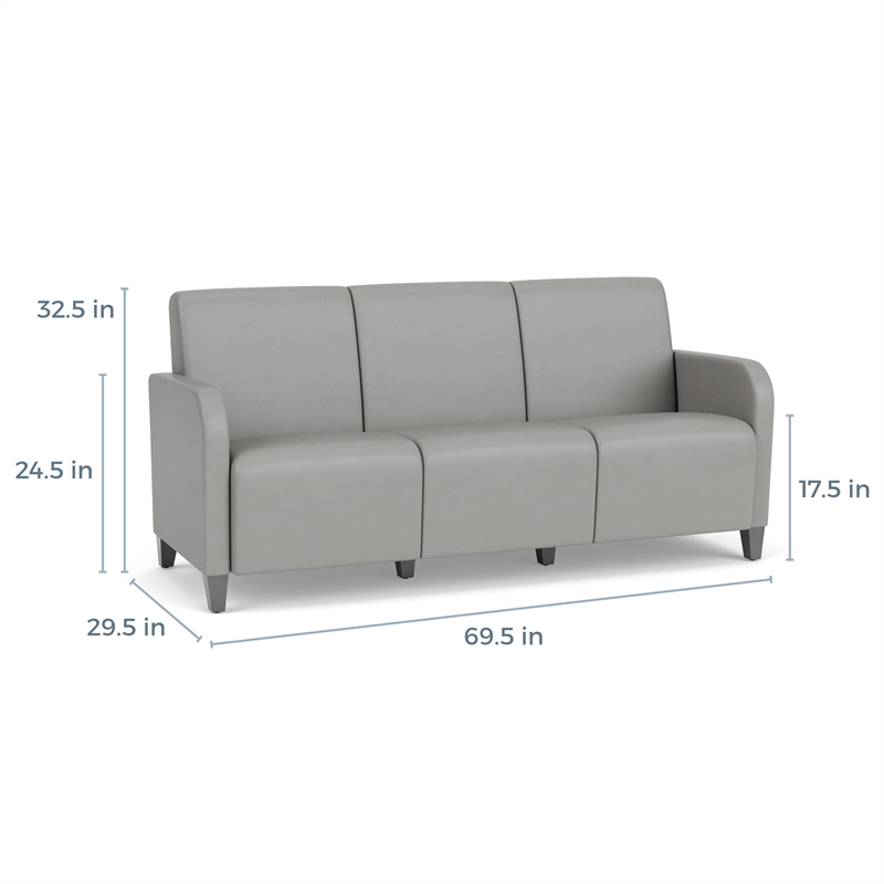 Siena 3-Seat Lounge Reception Waiting Tandem Seating / Walnut Wood Legs / Blue