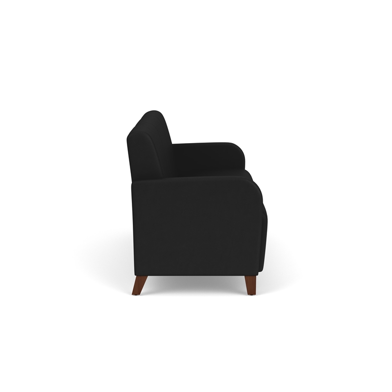 Siena 3-Seat Lounge Reception Waiting Tandem Seating / Walnut Wood Legs / Black