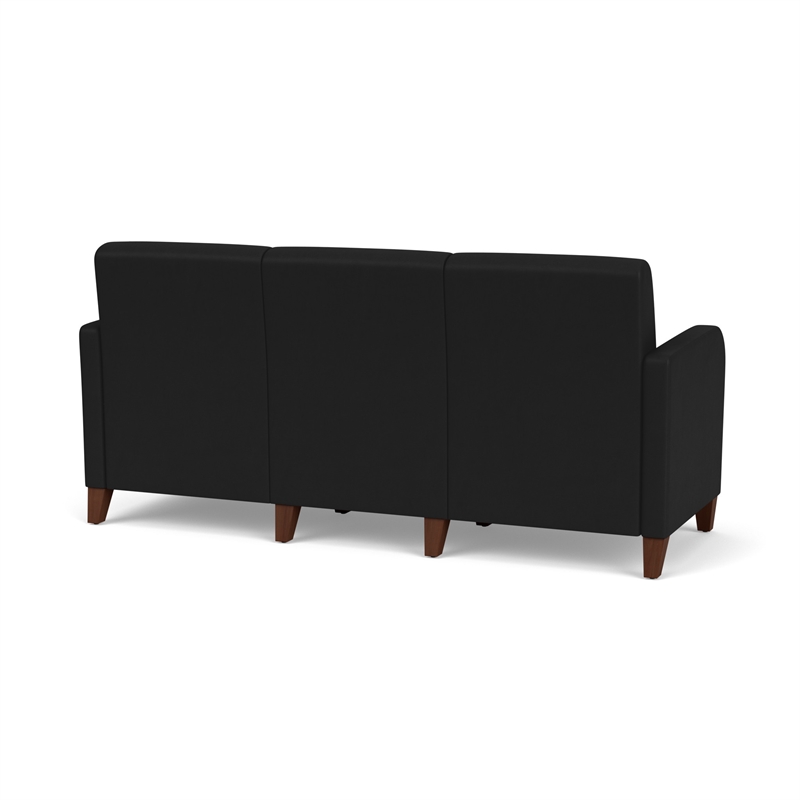 Siena 3-Seat Lounge Reception Waiting Tandem Seating / Walnut Wood Legs / Black
