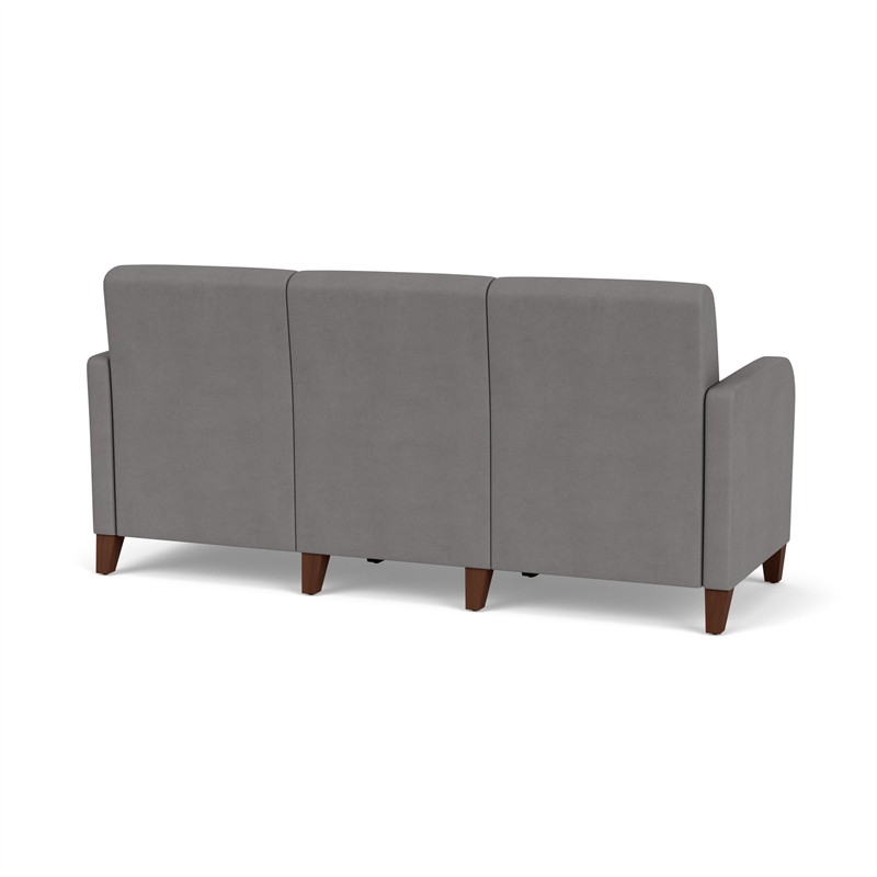 Siena 3-Seat Lounge Reception Tandem Seating / Walnut Wood Legs / Light Gray
