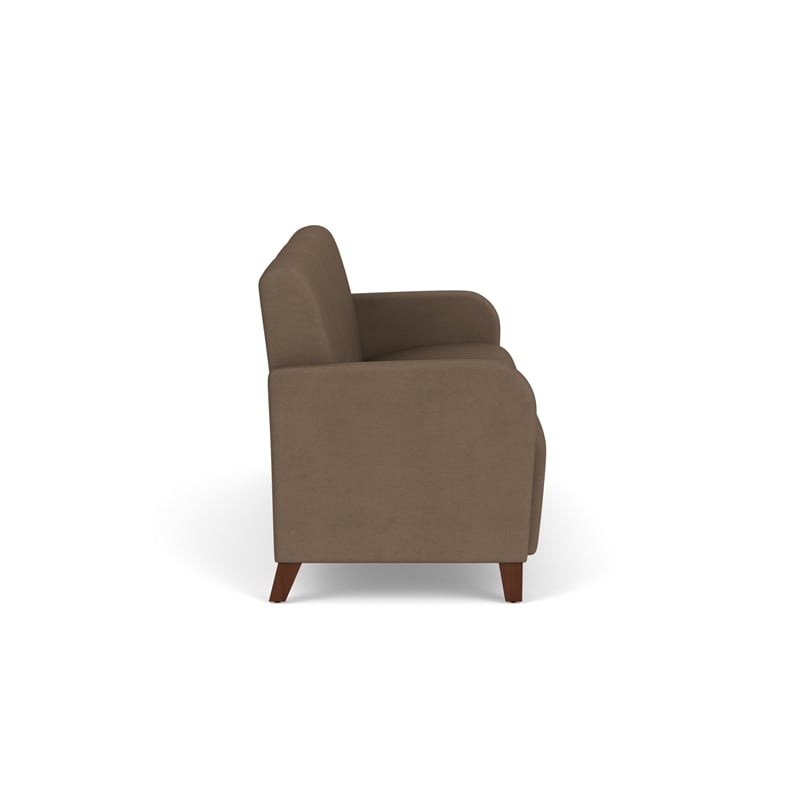 Siena 3-Seat Lounge Reception Waiting Tandem Seating / Walnut Wood Legs / Brown